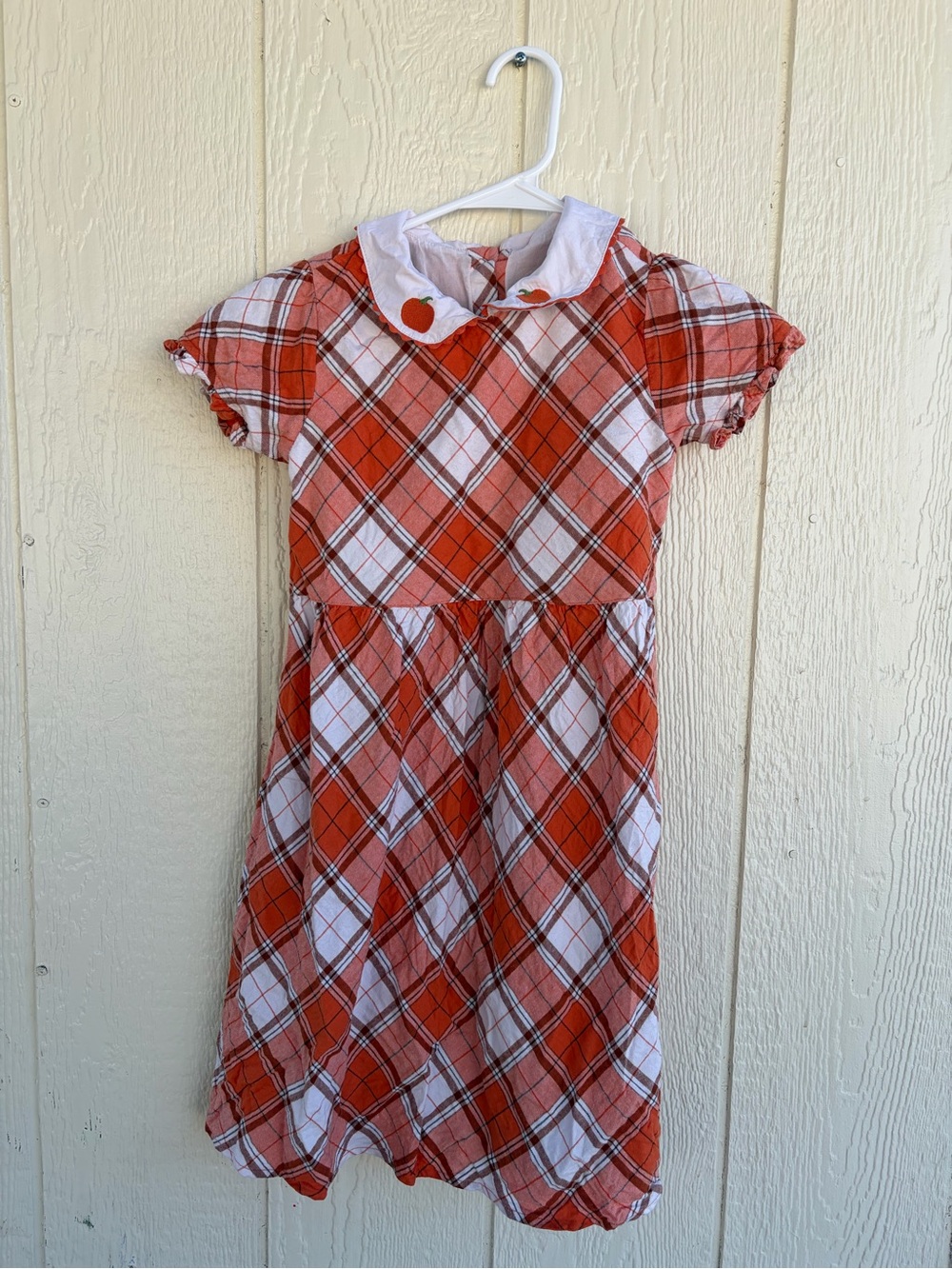 Girls Orange Plaid Dress with Peter Pan Collar Size 12